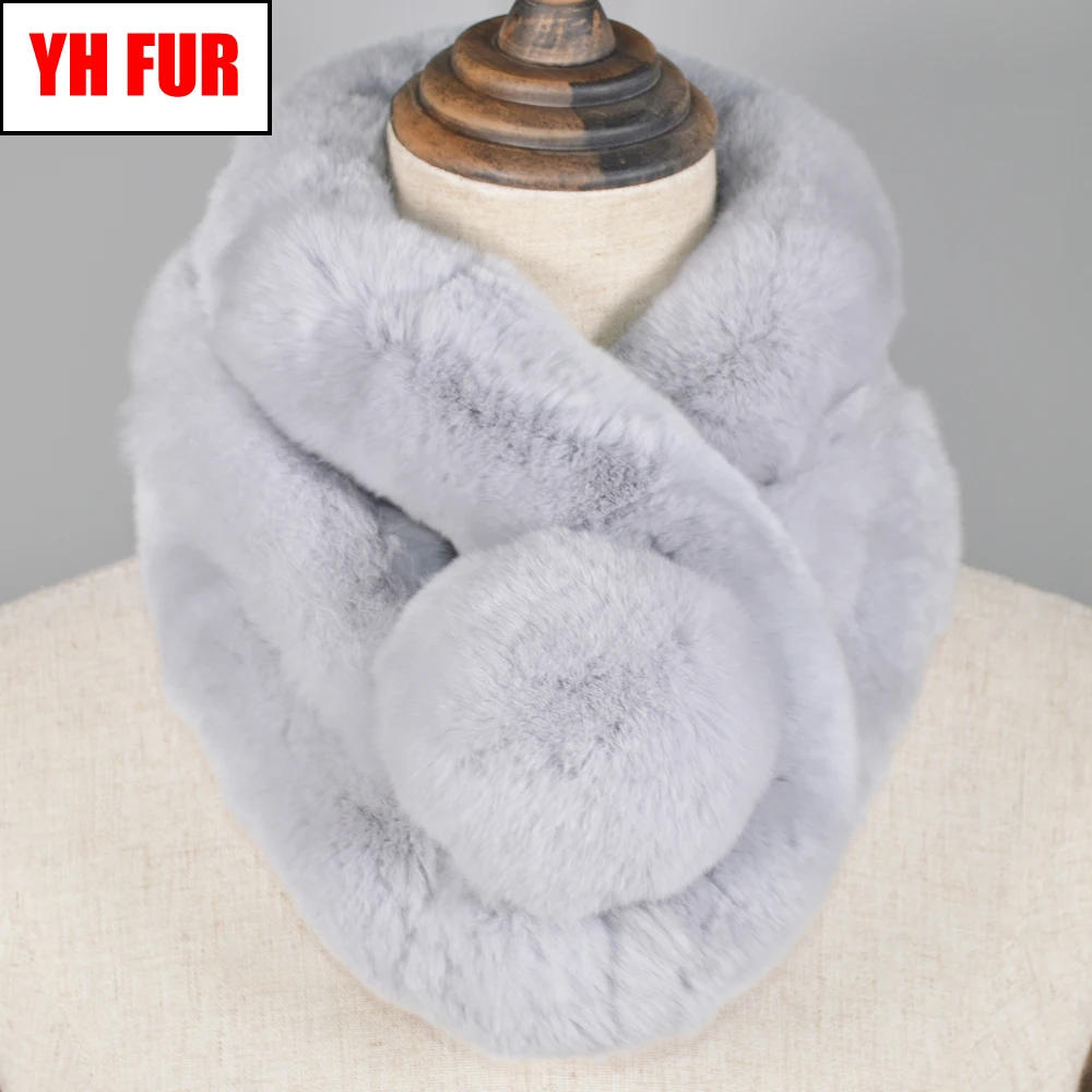 

Hot Sale Handmade Women Real Genuine Rex Rabbit Fur Scarf Warm Soft Real Rex Rabbit Fur Ring Scarfs Rex Rabbit Fur Ring Scarves
