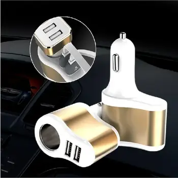 

500set/lot * 3 in 1 Double Dual USB 2 Ports Cigarette Lighter Car Charger adapter For iphone Mobile Phones PC Bluetooth Speakers