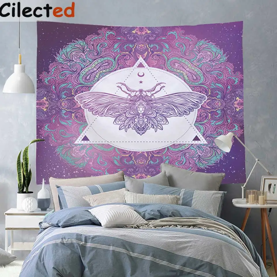 

Cilected Mandala Tapestry Wall Hanging Purple Psychedelic Tapisserie Black White Lotus Indian Bedspread Wall Cloth Tapestries