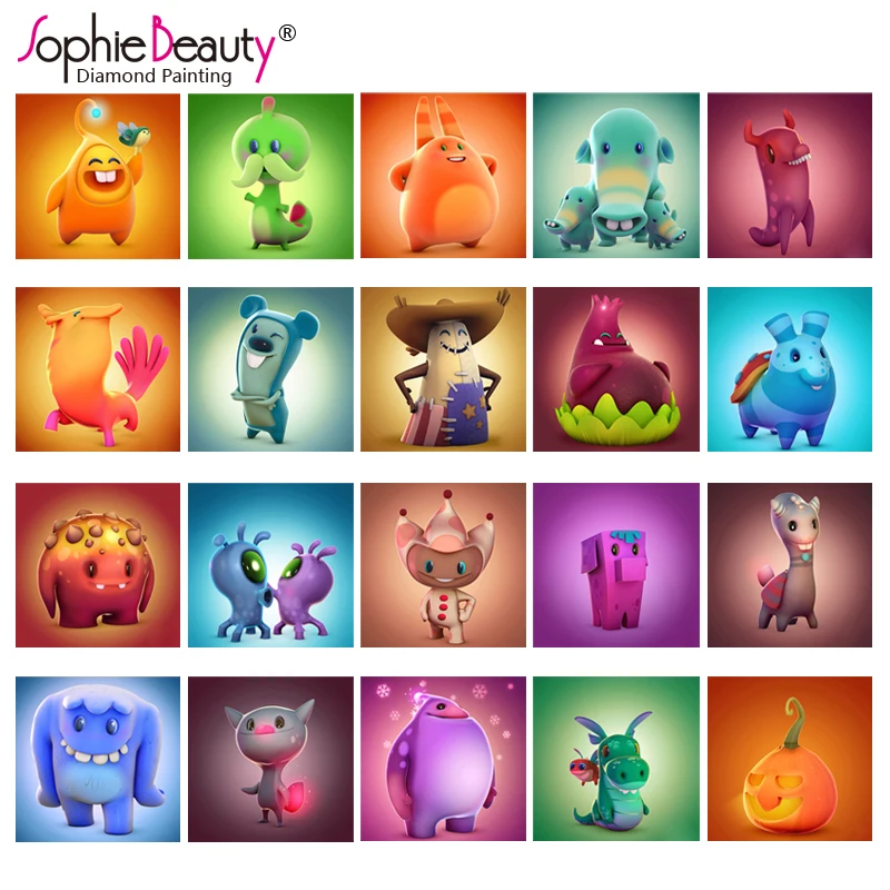 

New Round Diamond Painting Cross Stitch Rhinestone Mosaic Handcraft Crystal Full Diamond Embroidery Cute Cartoon Character Arts