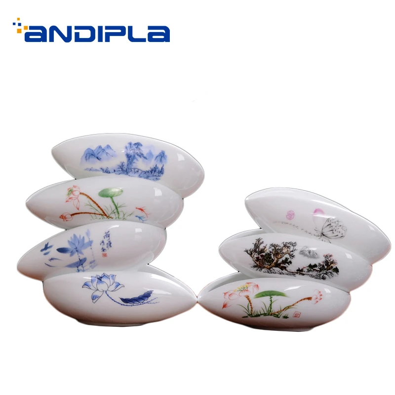 

1PCS Creative Tea Spoon Hand Painted Ceramic Porcelain Cha He Office Kung Fu Tea Set Accessories Teaware Beans Nuts Holder Decor