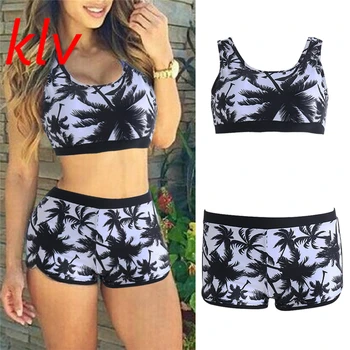 

KLV 2017 Women Two Piece Outfits Crop Top High Waist Shorts Floral Women Casual Fitness Stretch Satin Suits Summer Women Set
