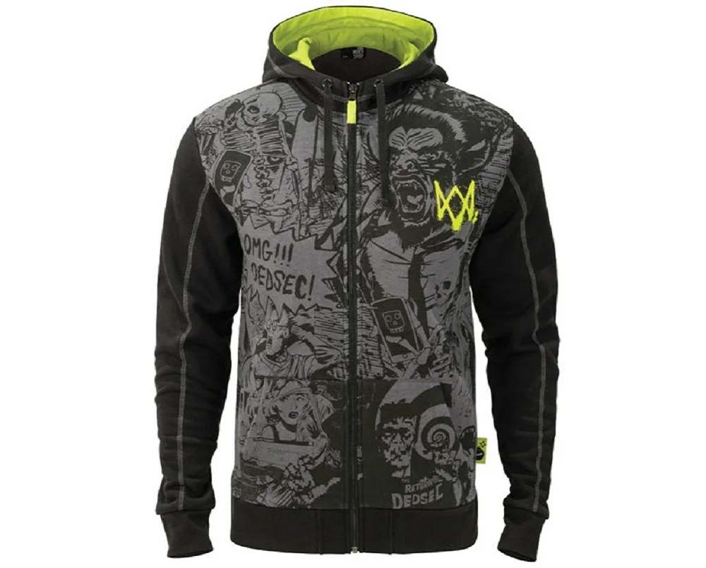 Game Watch Dogs 2 DedSec 100% Cotton Sweatshirts Men's Hoodies Long Sleeve Jackets Cosplay Costume Halloween Christmas Gift