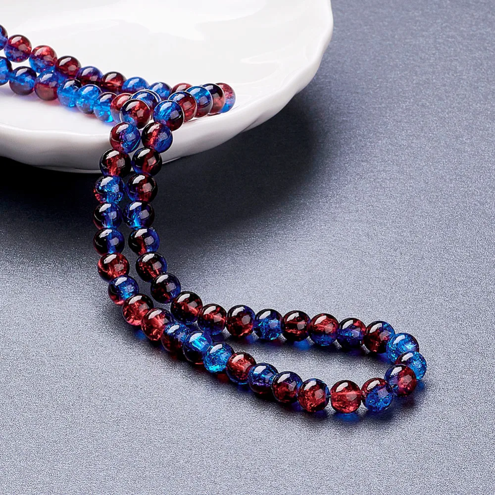 Beads 8mm Mixed Color Round Crackle Glass Beads Fashion Jewelry for