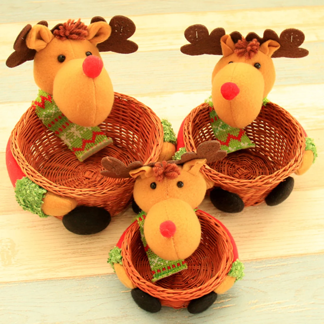 

Hot Sale 3pcs Originality handmade basket Christmas box Christmas decorations candy box Christmas Desktop decoration