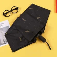 

BPFeather Black Sunshade Small Fresh Sunny Fold Defence Tan Rubber Three Folding lace Too Parasol