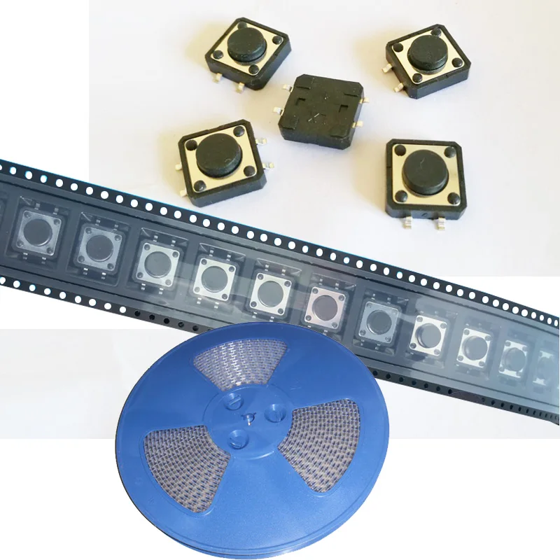 

500pcs/coil 12*12*6.5/7/7.5mm SMD Tactile Push Button Tact Switches 12x12x6.5mm 12x12x7mm 12x12x7.5mm