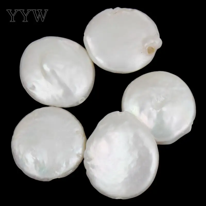 Натуральные пресноводные жемчужные бусины МОНЕТА белый 11-12 мм отверстие: Приблизительно 0,8 мм 5 шт./пакет