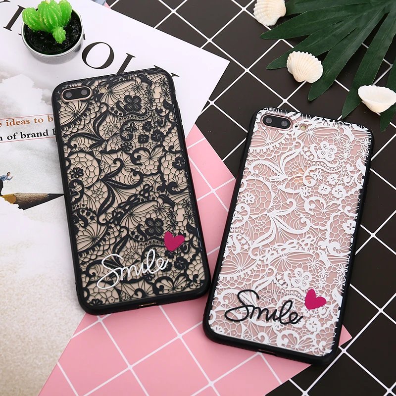 

Lace Flower Hard TPU+PC Cases for IPhone X 8 7 6 6S Plus 5 5S SE Lady Girl Cover Couple Models