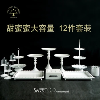 

12 pieces cake stand White metal wedding cake tools cupcake decoration tray for party event dessert candy plate bakeware display