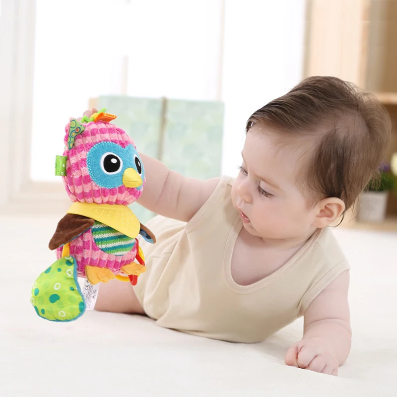 Animal Baby Bell Hand Grasp Educational Toys Infant Rattle Bell Mobility on The Crib Bed Hanging Plush Teether Dolls Infant Toys