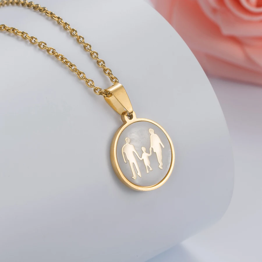 

HOBBORN Trendy Boy Girl Kids Necklace 316L Stainless Steel Never Fade Shell Women Girls Best Friend Necklaces & Pendants Bijoux