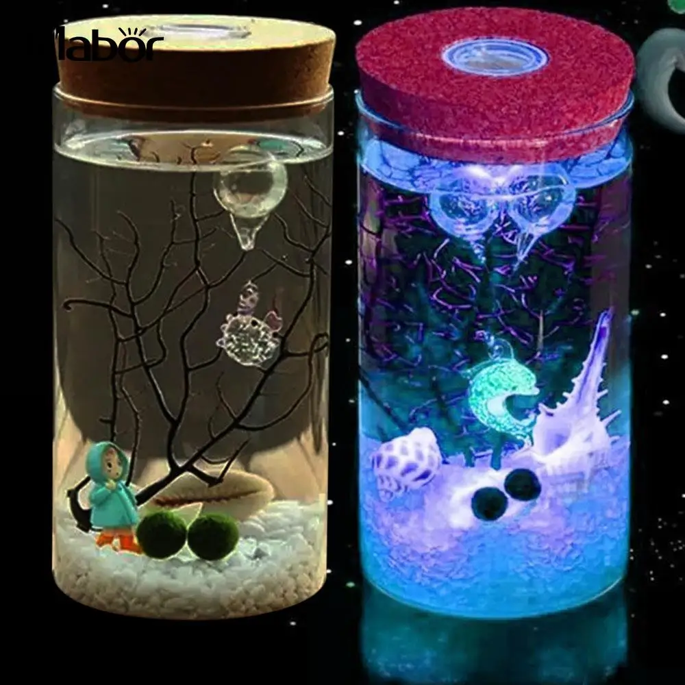 15 X 8CM LED Luminous Ecology Glass Bottle Night Light Storage Box New Valentine's Day Gift Valentine's Day Couple Novelty Light