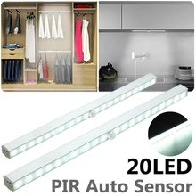 Mayitr 20 LED Wireless Cabinet Night Light PIR Motion Sensor LED Night Light Closet Under Stair Aisle Porch Bedroom Walkway Lamp mini wireless pir motion sensor night light battery powered porch cabinet lamp
