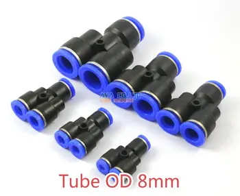 

20 Pieces Pneumatic Y Union Tube OD 8mm Air Push In To Connect Fitting One Touch Quick Release Fitting