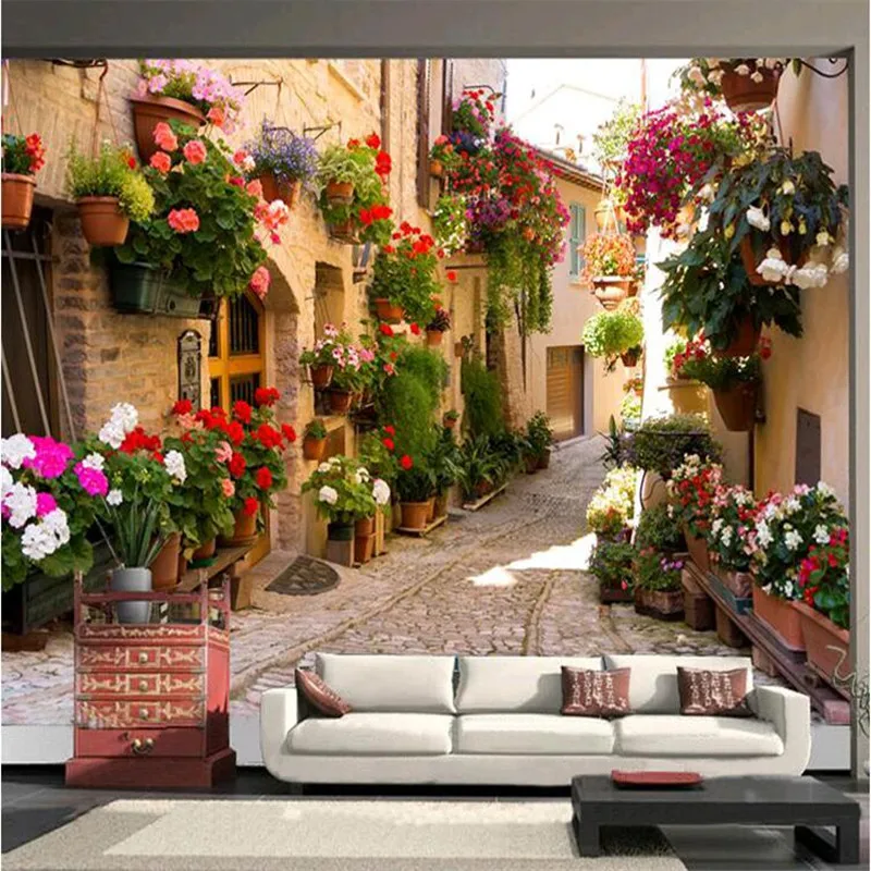 

beibehang wallpaper Continental Mediterranean landscape architecture bedroom living room TV wall painting wall mural wall paper
