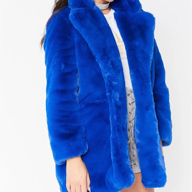 Элегантное женское пальто из искусственного меха на осень и зиму, теплая мягкая однотонная Меховая куртка, женское плюшевое пальто, повседневная верхняя одежда