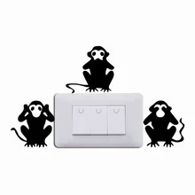 Обезьяна-2 3 обезьяны наклейки на выключатель-три мудрые обезьяны наклейки на стену для детской комнаты спальни обои для дома