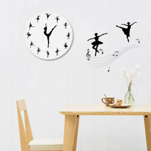 3D Роскошные DIY балерина танец настенные часы домашний Декор наклейки художественные настенные часы
