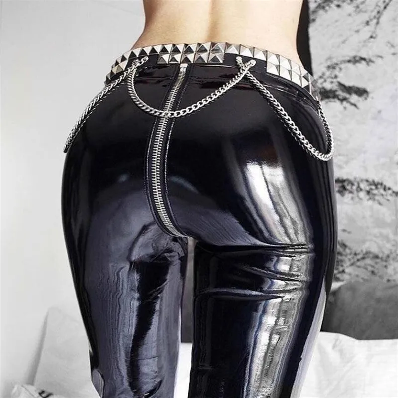 

PU bright leather trousers with high waist 2019 hot style new foreign trade trousers for women