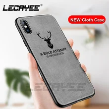 Fabric DEER Pattern Cloth Phone Cases for iPhone 6 6s 7 8 Plus Soft TPU Protective Case for iPhone X XR XS Max Coque Back Cover ikki s pattern protective tpu back case for iphone 6 4 7 blue