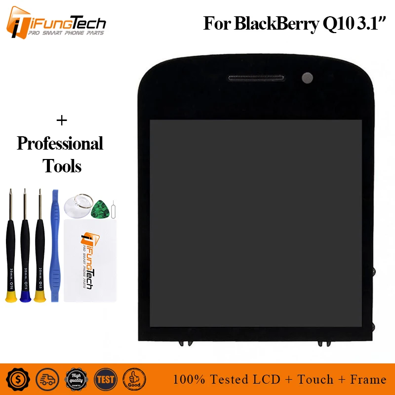 

Original LCD Display For Blackberry Q10 Touch Screen Digitizer Assembly Replacement Parts Black White With Frame 100% Tested