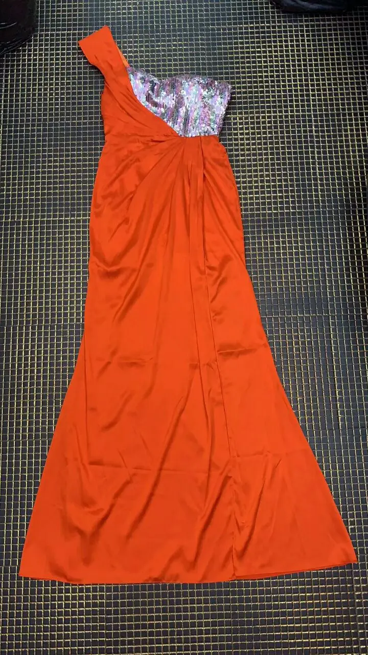 Женское модное сексуальное красное платье с блестками на одно плечо Vestido Celebrity вечернее облегающее платье платья
