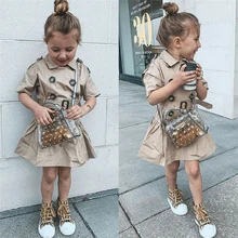 Платье для девочек в английском стиле; модное двубортное детское платье с короткими рукавами; Детские платья принцессы; пляжная одежда для девочек 3-7 лет