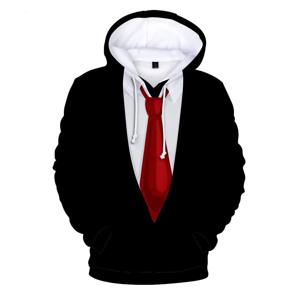 

New Design Funny Fake Suit Tie 3D Printed Hoodies Men Women Streetwear Long Sleeve Hoodie Sweatshirt Fashion Jacket Boys Clothes