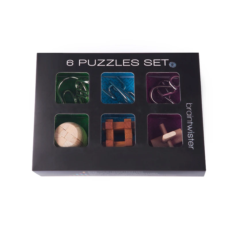 Brain Teaser Toy 1 Lot=6 PCS Kongming Lock Magic Trick China Traditional Puzzles Baguenaudier Rings Cardan's Suspension