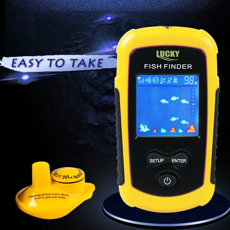 

Lucky FFCW1108-1 Portable Fish Finder Depth Sonar Sounder Alarm Waterproof Fishfinder 120M 400Feet sonar depth fishfinder sonar
