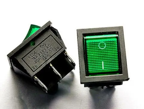2 шт./лот зеленый светодиод 25*31 мм SPST 6PIN ВКЛ./ВЫКЛ. Лодка кулисный переключатель