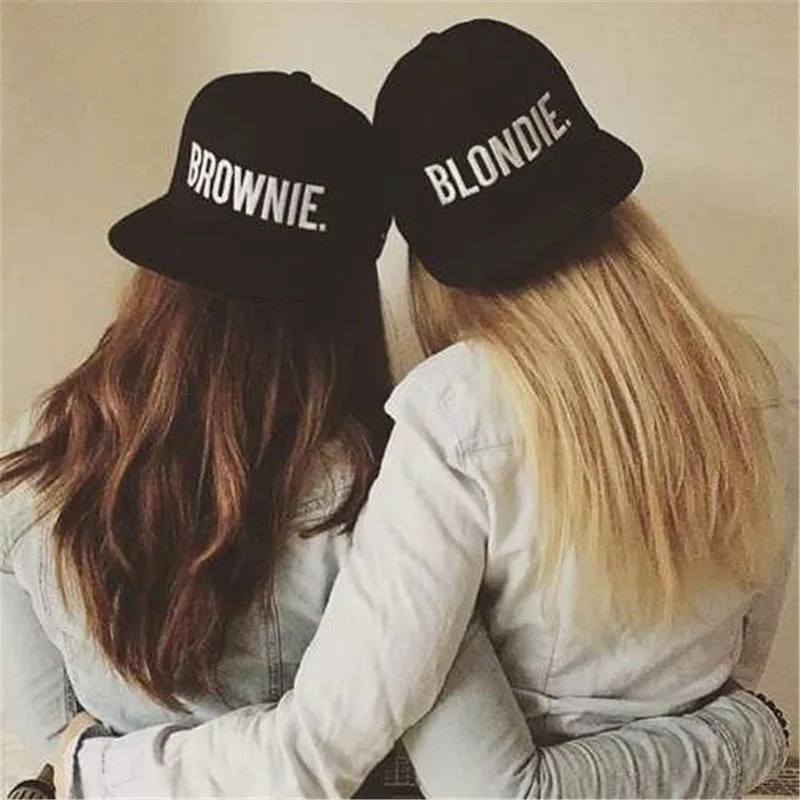 بلوندي براوني التطريز الساخن بيع snapback القبعات القطن زوجين تنس قبعات الهيب تعديل