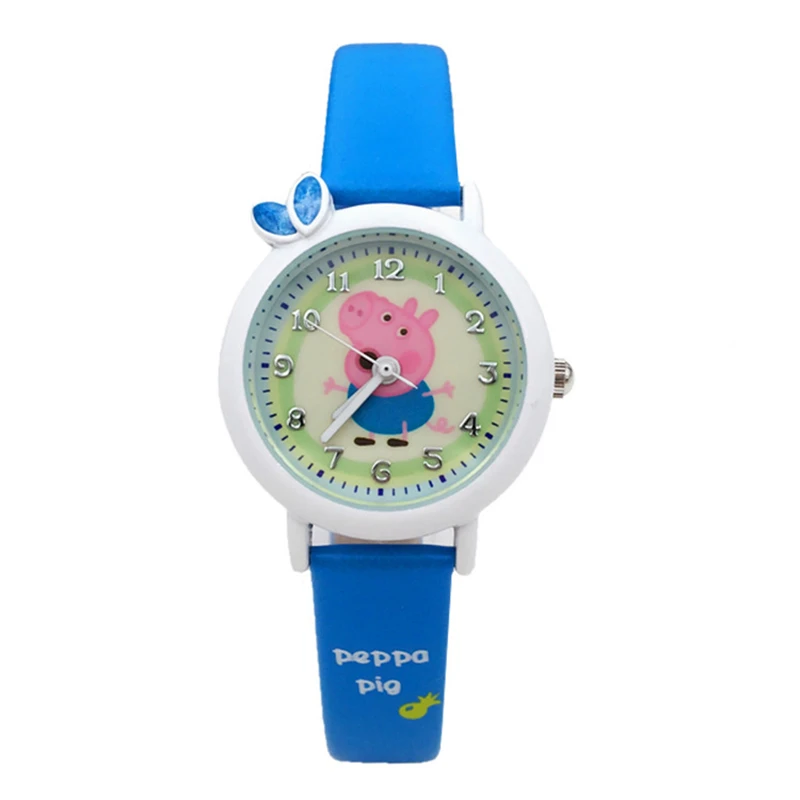 Peppa Pig мультфильм рисунок игрушечные часы детские электронные водонепроницаемые часы кожаный ремешок Кварцевые часы для мальчиков и