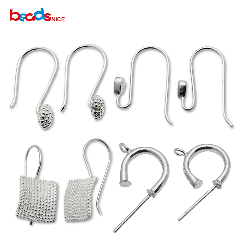 Beadsnice 925 Sterling Silver Post Stud Earrings Findings with Closed Loop DIY Earring