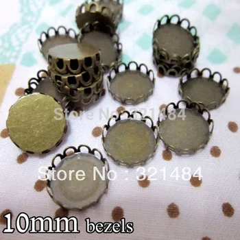 

antique bronze 500piece/lot cameo cabochon pendant setting round lace 10mm pendant bezel tray blanks, pendant base