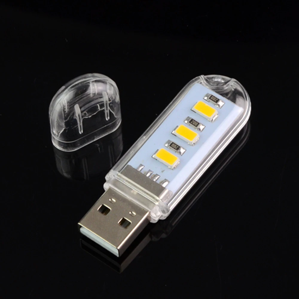 Светодиодный мини светильник SMD5730 с USB 3 светодиода лампа для чтения книг кемпинг s