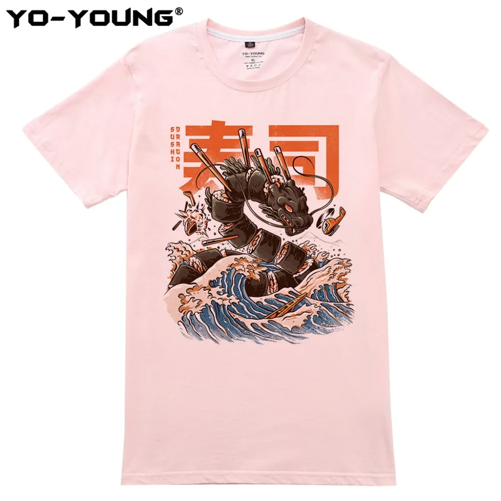Yo Young Men футболки Great Sushi Dragon Gyarados дизайн цифровая печать 100% хлопок унисекс