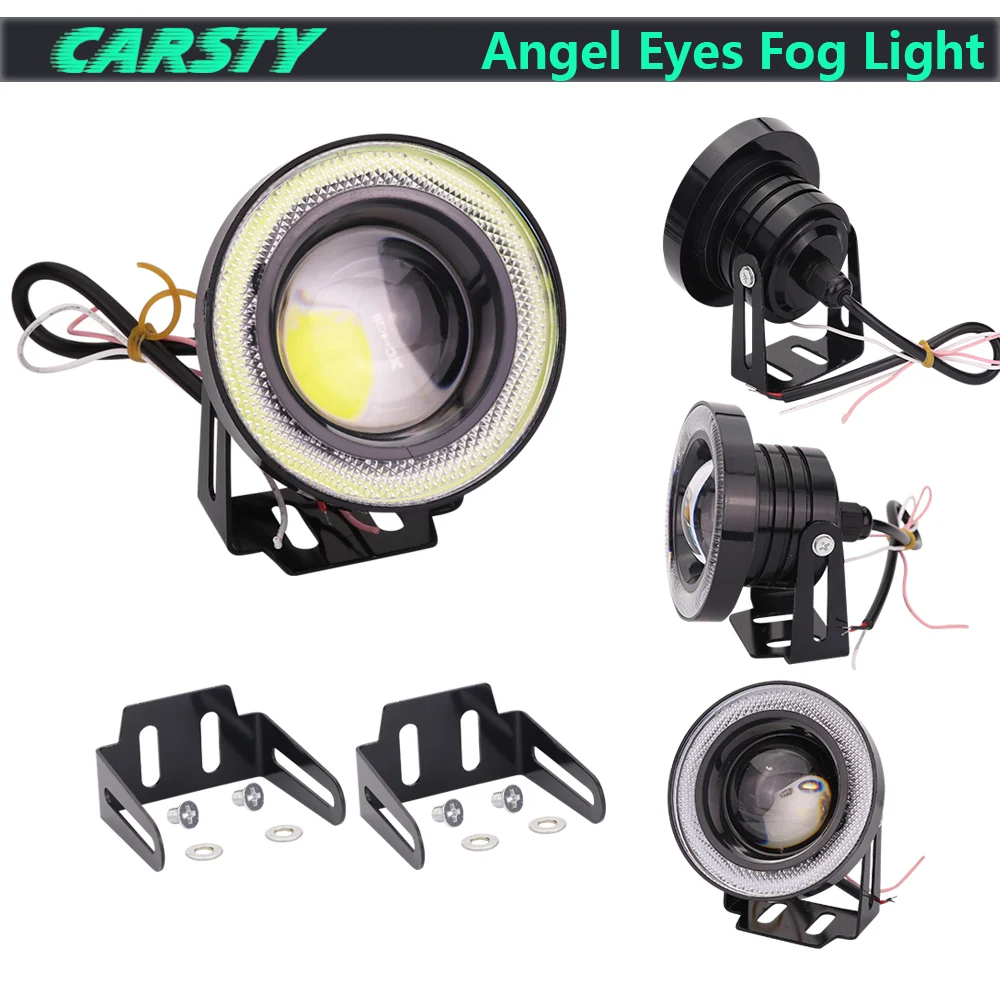 Prix pour 2 pcs Date De Haute Puissance Universelle LED Brouillard Lumière Lampe De Voiture Feux de jour DRL Blanc Bleu COB Halo Ange Yeux voiture-style Prix pour 2 pcs Date De Haute Puissance Universelle LED Brouillard Lumière Lampe De Voiture Feux de jour DRL Blanc Bleu COB Halo Ange Yeux voiture-style