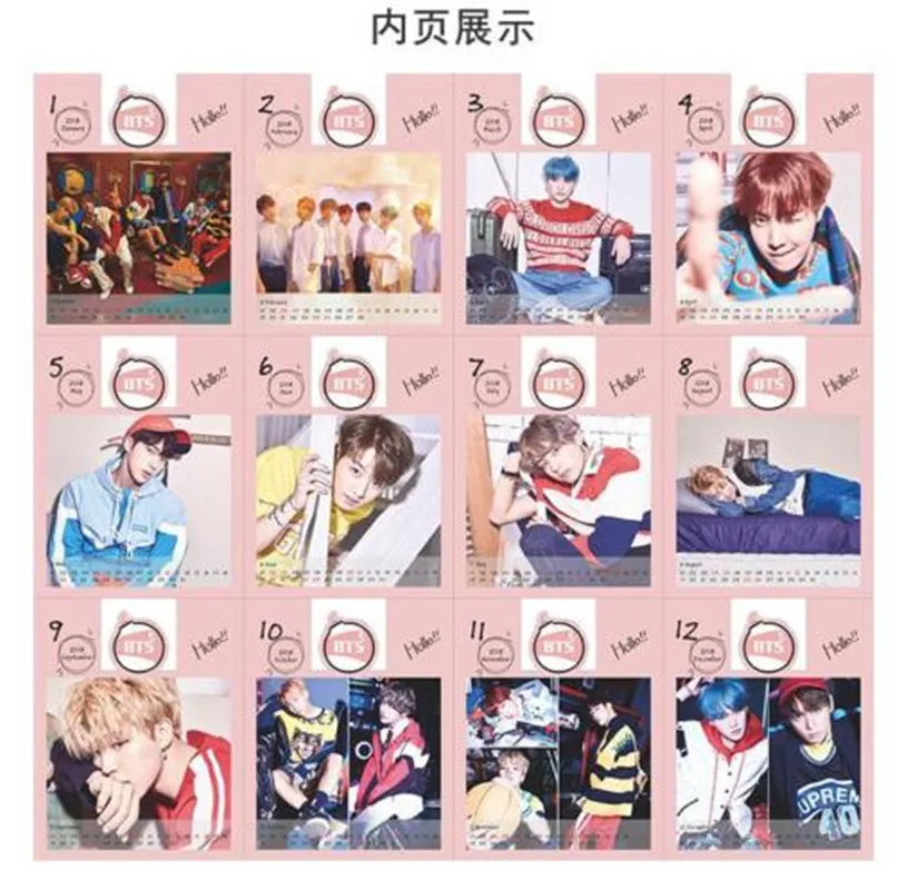 Kpop BTS Army Bomb 2018 Desk Calendar Bangtan Boys Mini Picture Photo Album Jimin Suga V