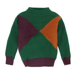 Новый Зимний Детский шерстяной свитер с треугольными цветами, свитер, k1