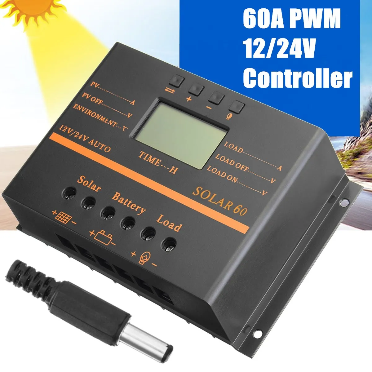 

60A New Solar Controller for mobile phone 12V 24V PV panel Battery Charge Controller Solar system Home indoor use