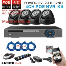 4CH 1080 p Сетевая безопасность видеонаблюдение 2.0mp наружная ip-камера для записи видео по сети Системы H.264 POE NVR Kit видео набор для наблюдения HDMI 1080 P