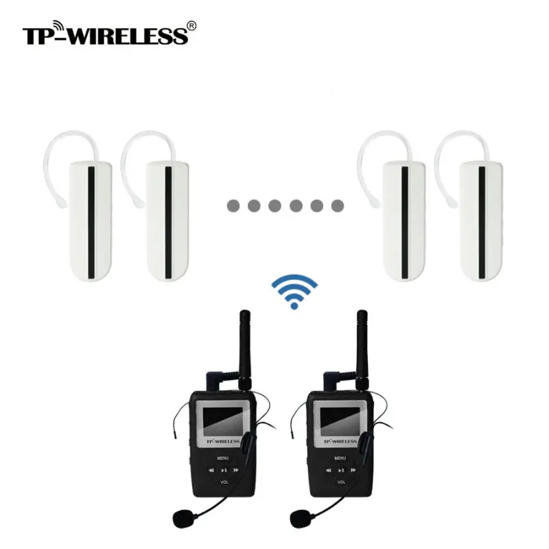 TP-WIRELESS UHF WTAG05 الصوت مرشد سياحي نظام لاسلكي نظام الترجمة مشبك الأذن استقبال 2 الارسال و N Rx و 2 ميكروفون