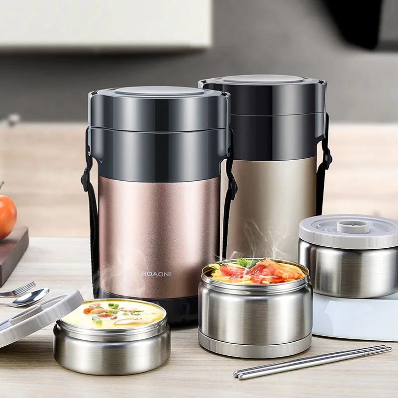  BOAONI 2000ML Food Lunch Box Stainless Steel Container For Hot Soup Vacuum Flask Thermos Insulated  - 33019287742