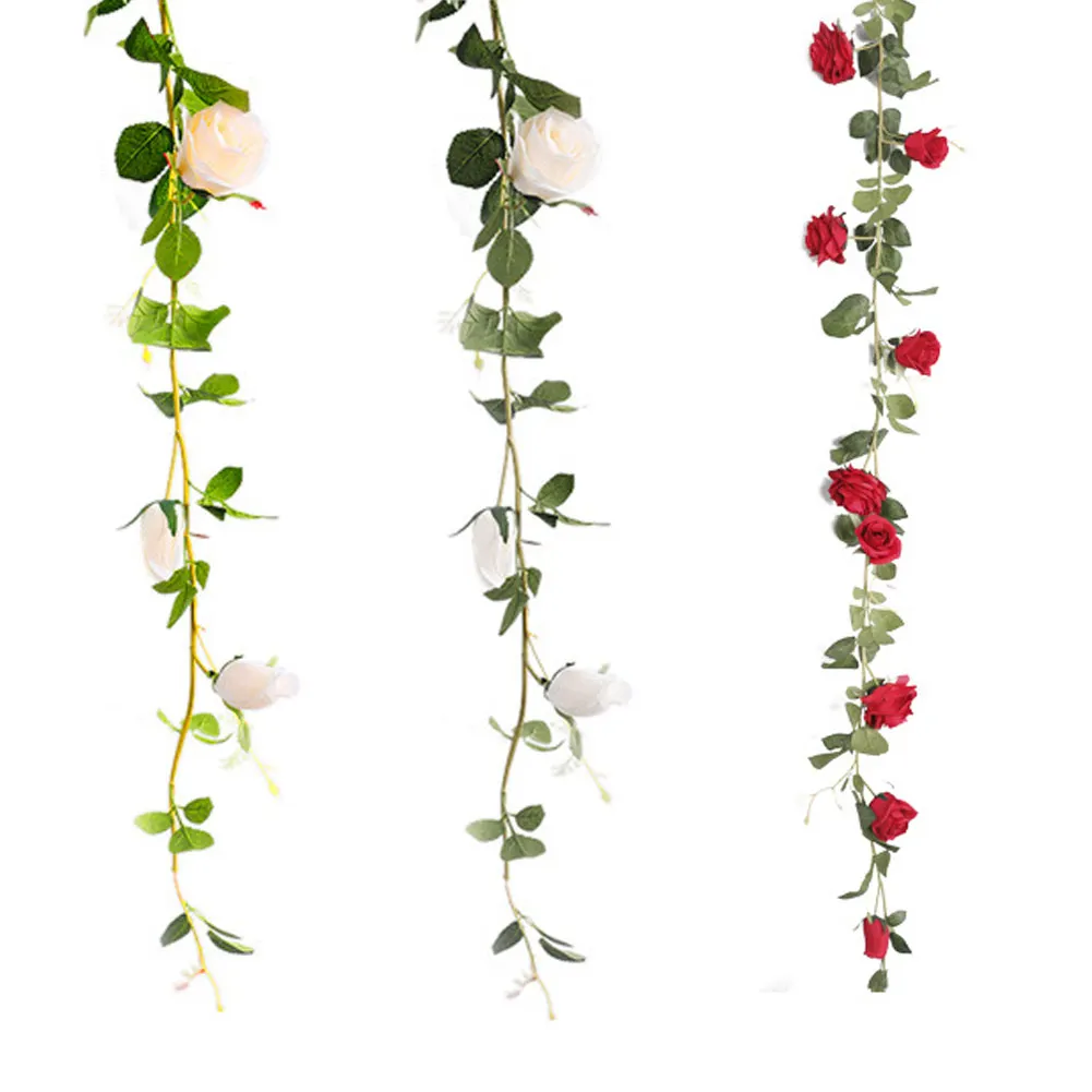 

1PC Artifical Flowers Rose Vine Rattan Silk Flower Wedding Party Home Wall Door Window decoration