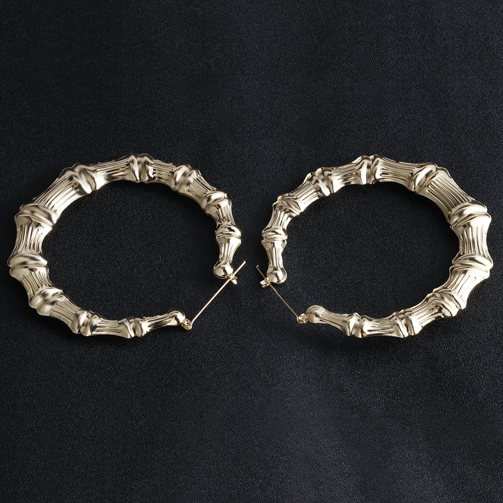 VIVILADY Punk Big Statement Bamboo Round Hoop Earrings Women Gold Color Basketball Wives Bijoux New Boho Jewelry Party Gift - Image 5