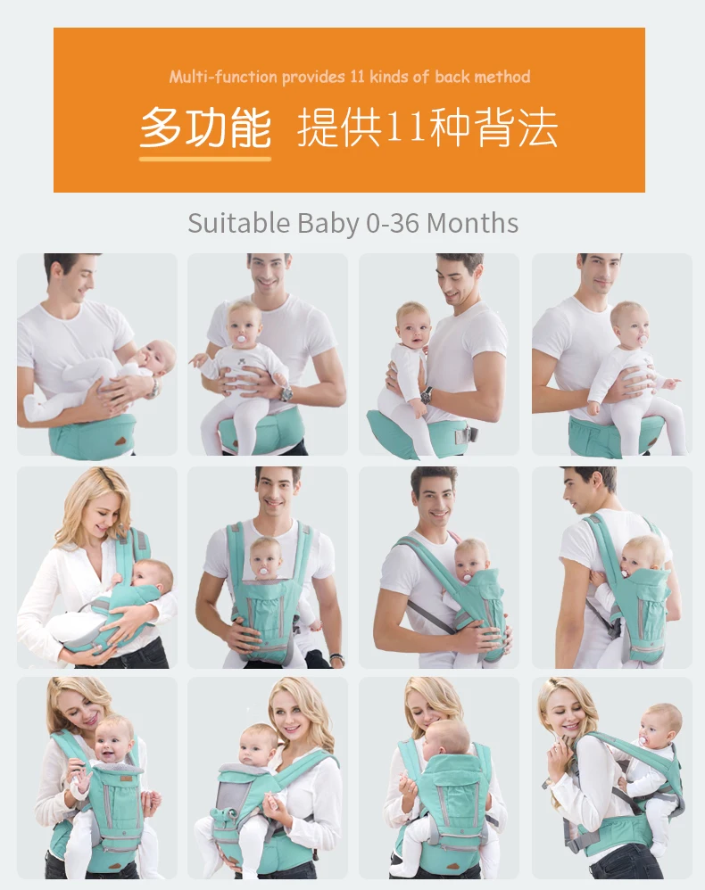 Dropship Baby Carrier Backpack Ergonomic 360 Carrier Sling Hipseat Comfortable Air Mesh Front Back Hip Seat Infant Kangaroos Bag