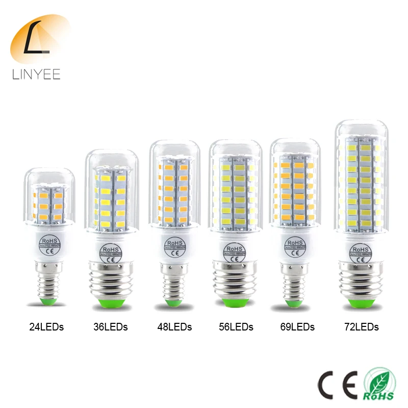 Светодиодная кукурузная лампа E27 E14 светодиодных ламп 5730 110 V 220 24led 36led 48led 56led 69led 72led