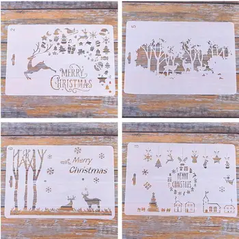 

2000pcs/lot DIY Christmas Tree and Deer Pattern Painting Template Journal Stencil Set Scrapbooking DIY Christmas Cards
